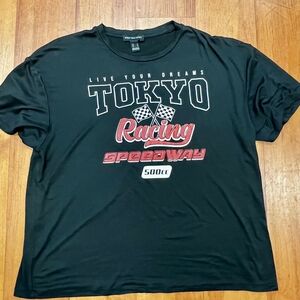 Black Short Sleeve Tee with Tokyo Graphic